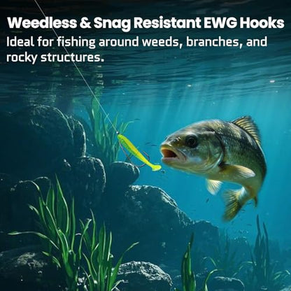 FishTrip 25/50pcs EWG Fishing Hooks for Bass Fishing, Extra Wide Gap Offset Worm Hooks Texas Rig Fish Hooks for Bass Trout Freshwater Saltwater (#10–8/0) - size: 3/0_50pcs