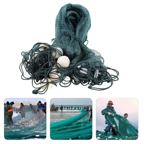 6.5 x 33ft / 10 x 65ft Fishing Drag Fish Net, Large Gill Fishing Net, Hand Made Nylon Beach Seine Nets, High Density Mesh Fishing Equipment Beach Drag for Fishing at Ponds, Creeks, Rivers, Sea, Lake
