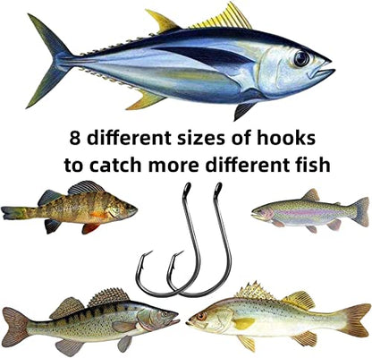 Circle Hooks Fishing Hooks 2X Strong 170PCS/Box|220PCS/Box Octopus Catfish Fish Bulk Fishing Hooks Set Saltwater Freshwater Gear Equipment#1 1/0 2/0 3/0 4/0 5/0 6/0 8/0 10/0 - color: BLACK-220PCS