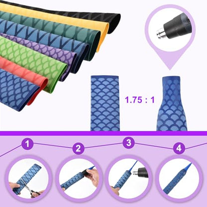 DMiotech Heat Shrink Sleeve Wrap Tubing x Tube Tubing for Fishing Rod Grips and Other Grips, Non Slip - Insulation - Waterproof 40'' Lengths, Dia 20mm Green Scales - color: Green Scales, size: Dia 20mm