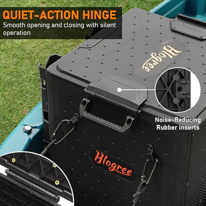 HLOGREE FlexCrate Kayak Fishing Crate with 4 Rod Holders (Assembly Needed),13''x13''x13'' Compact Kayak Tackle Storage Box & Gear Organizer for Kayaks,with Lockable Lid - Black,DIY & Lightweight