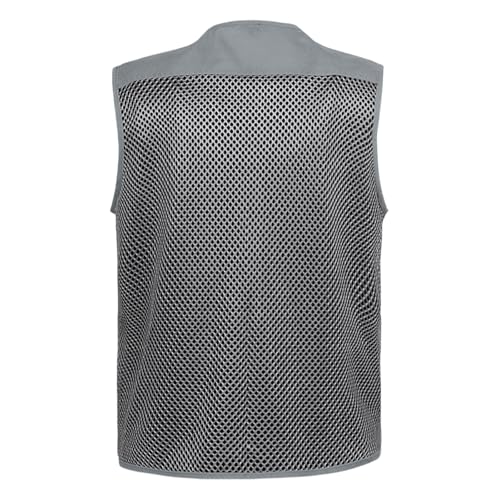 Mesh Breathable Vest for Men Fashion Lightweight Sleeveless Coats with Pockets Hiking Fishing Travel Outfits - color: Gray, size: X-Large
