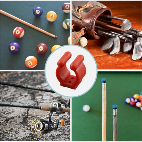 24 PCS Fishing Rod Clips, Wall Mount Fishing Pole Holder Clips for 0.66" to 0.95" Poles, Pool Cue Holder Storage Rack Replacement (Red) - color: Red