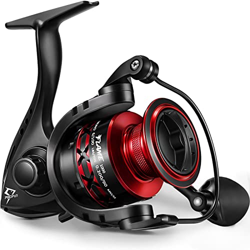 Piscifun Flame Spinning Reels, Lightweight 9+1BB Ultra Smooth Spinning Fishing Reels, 19.8LBs Max Drag - color: Red, size: 1000