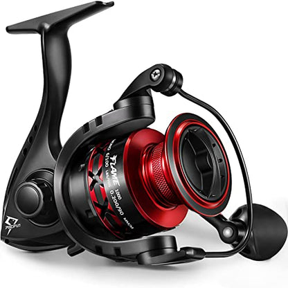 Piscifun Flame Spinning Reels, Lightweight 9+1BB Ultra Smooth Spinning Fishing Reels, 19.8LBs Max Drag - color: Red, size: 1000