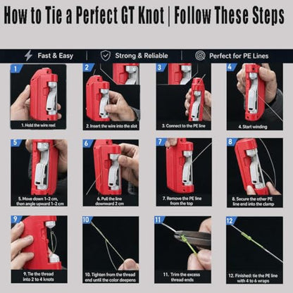 Electric Knot Assist -Automatic Electric Fishing Knot Assist Machine | Quickly ties GT & FG knots, portable line tying device, professional fishing gear for river, reservoir, lake and coastline - color: Grey-1pcs