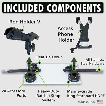 SUP Angler Lite Universal Paddle Board Mount with Paddle Board Fishing Rod Holders, Phone Holders, Cup Holders; Paddle Board Accessories - style: 1 Rod Holder / 1 Phone Holder