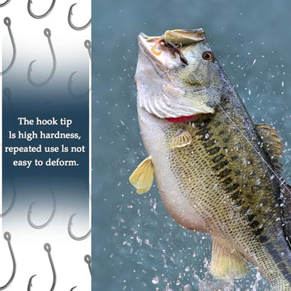 10PCS High-Carbon Steel Circle Hooks Barbed Fishing Hooks with Holes, Freshwater and Saltwater Fishing Hooks for Tuna, Catfish, Bass - size: 2/0