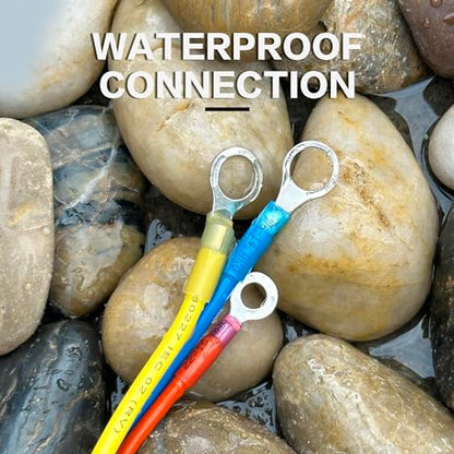 600Pcs Heat Shrink Wire Connectors Electrical Kit - Oiojuct Marine Automotive Crimp Terminals Assortment, Waterproof Ring Fork Spade Electrical Butt Connector