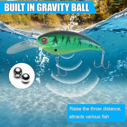 8PCS Fishing Lures Popper Lures Shadllow Deep Diving Swimbait Crankbait Fish Wobble Hard Fishing Baits for Bass Trout Freshwater and Saltwater Fish Tackles 3.54inch/4.0inch - color: 4.0inch - 8pcs