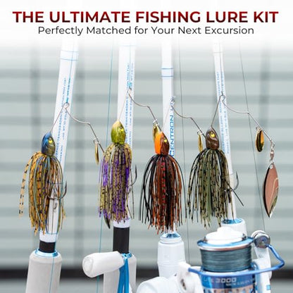 MadBite by KastKing Spinnerbait Fishing Lures, Bass Trout Salmon Walleye Stainless Steel Spinner Baits Kit, Saltwater Freshwater, 4 pcs - color: Muddy Water - Double Willow, size: 1/2oz