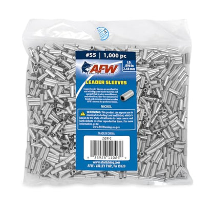 AFW Thin Wall Double Barrel Crimp Sleeves - Premium Fishing Copper Crimp Sleeve with Burr Free Black Finish, Enhanced Flexibility - Durable and Lightweight - Retail & Bulk Pack Available - color: Black, style: # S5/.096" - 1,000 pc