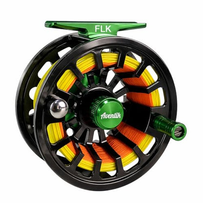 Aventik FLK II Fly Fishing Reel Aluminum Trout 3/5, 5/7, 7/9wt Large Arbor Freshwater Fly Reel - size: 3/5wt, style: Black-with Line