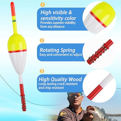 AGOOL Slip Bobbers Wood Fishing Floats and Bobbers Spring Bobbers Stick Slip Bobbers for Crappie Fishing Bobbers for Crappie Panfish Walleyes Trout Bass Fishing 5/10pcs - color: 1.97 x 0.91 x 5.63 inch - 5pcs