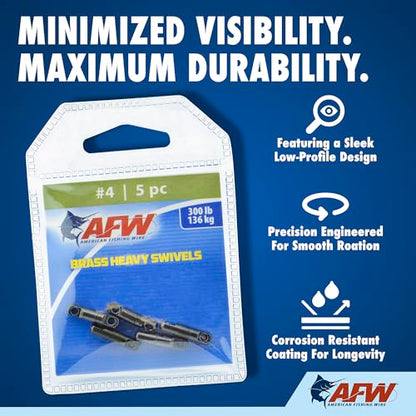 Heavy-Duty Strength – Built for Extreme Conditions, These Brass swivels Offer Superior Durability and high Break Strengths up to 1,100 lbs, Ideal for Big Game Fishing and Tough Applications - size: 4 pc, #6, 705 lb test