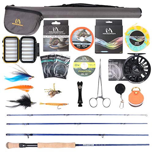 M MAXIMUMCATCH Maxcatch Predator Big Game and Saltwater Fly Fishing Rod: 7'11''/9'/9'2''/10', 4-Piece, 8/9/10/11/12 Weight - size: 9' 8wt 4 pieces, style: Saltwater Predator Fly Fishing Combo