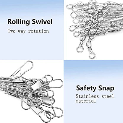 YOTO Fishing Tackle Leaders,Hi-Low Rig,Double Arms Saltwater Stainless Steel Leader with Swivels,High-Strength Fish Wire Gear Equipment, Fishing Gift - color: A1-17.7" 70lb-12pcs