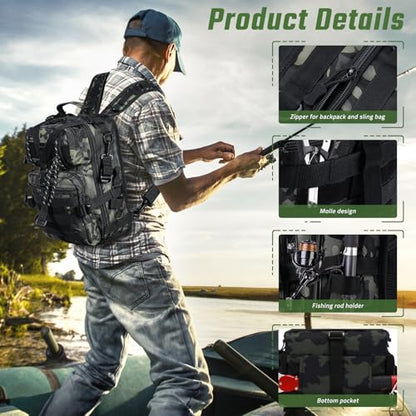 Fishing Tackle Backpack, Military Tactical Backpack Tactical Sling Backpack Bag Fishing Tackle Storage Bag Fish Gear Bag Molle Assault Pack Tactical Hiking Rucksack(Green) - color: Green