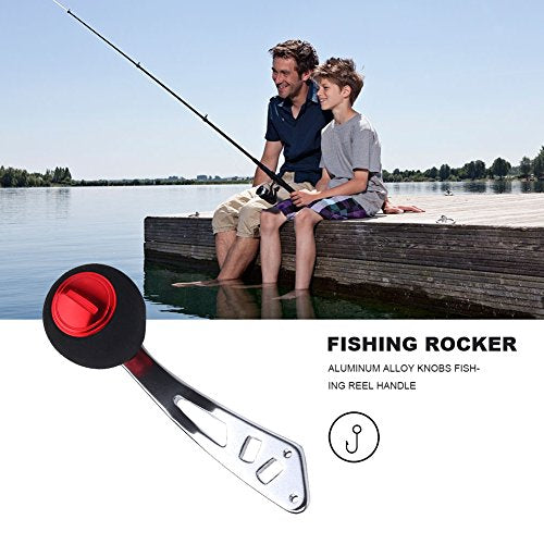 Fishing Reel Power Handle Knob Reel Replacement Parts, Aluminum Alloy Fishing Reel Rocker Knobs Fishing Reel Handle for Baitcasting Spinning Tackle Tools - color: Red