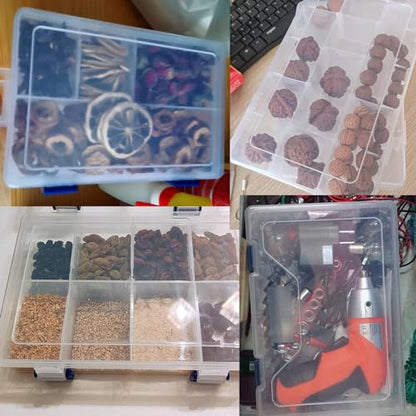 Xiaoyztan Clear Plastic Organizer, 12 Grids with Adjustable Dividers, Jewelry Box Bead Storage Container for Small Parts, Fishing Tackle, DIY Crafts, and Earrings - size: 8.8x6.6x2.3 in