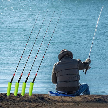 Fishing Rod Holder, 4 Pack Fishing Pole Holders Ground, Rod Holders for Bank Fishing, Beach Support Stand Reinforced PVC, 4 Free Alarm Bells - style: Green