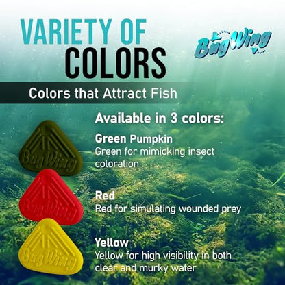Panfish Lures 6PK | Prevents Swallowing The Hook | Easy Unhooking | Attracts Crappie, Sunfish, Bluegill, & Other Small Mouth Fish - color: Green Pumpkin, Red, Yellow