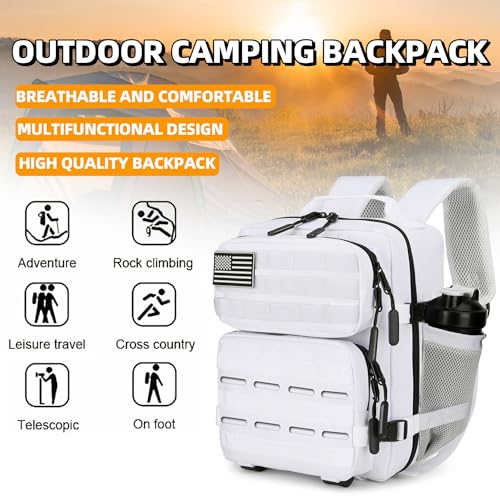 9L Mini Tactical Backpack for Men and Women Tactical Backpack Small for Hiking Small Tactical Bag Fitness Pack - color: White