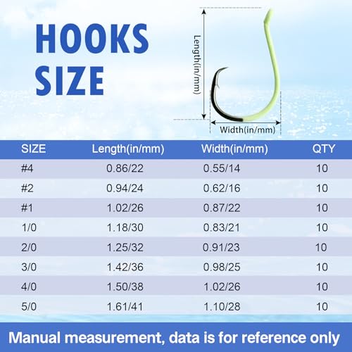 Eupheng Glow in Dark Circle Hooks 2X Strong Offset Freshwater Saltwater Fish Hooks for Catfish Bass Trout, Pack of 10, Available in 8 Sizes (#4 to 5/0) Luminous Circle Hooks - size: #4_10pcs