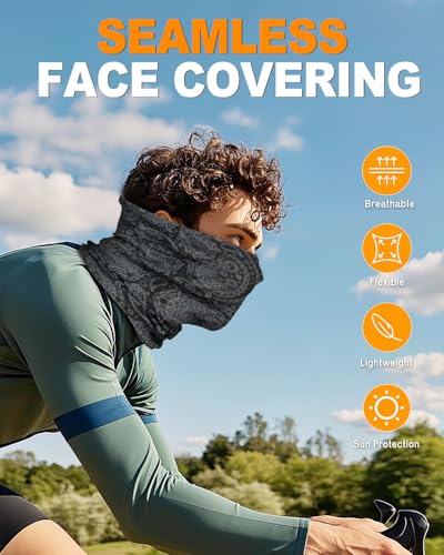 4Pack Neck Gaiter for Men Women Face Cover Mask Head Wrap Balaclava Headwear Bandana Headband Magic Scarf - color: A-blackcombo-3