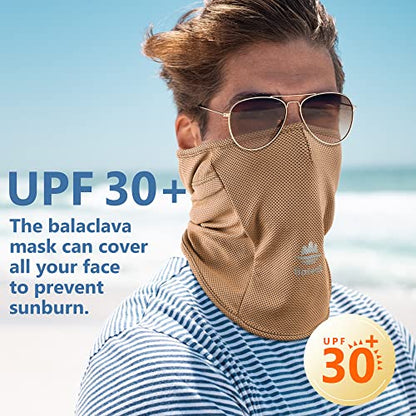Balaclava Ski Mask, Sun UV Protection Breathable Full Head Face Mask for Men Women Skiing Cycling - color: Black+brown