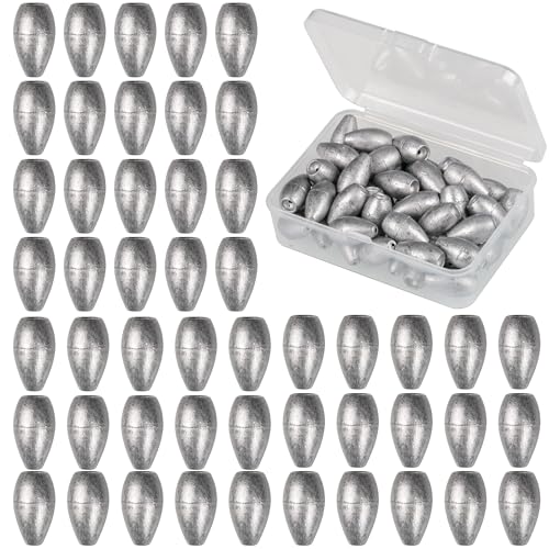 Lead Worm Weights, Bullet Fishing Sinkers for Texas Rig | 40/50 Pack Lead Worm Weights, Smooth Hole , Weedless Rig for Texas Rig and Finesse Bass Fishing 1/8 3/16 1/4 3/8oz - size: 1/4oz-50Pcs