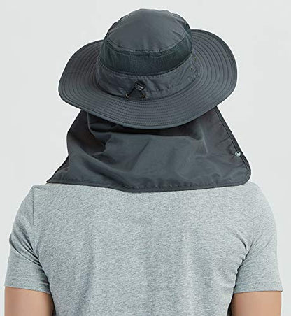 DDYOUTDOOR™ 07-281 Fashion Summer Outdoor Sun Protection Fishing Cap Neck Face Flap Hat Wide Brim - color: Dark Gray