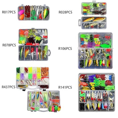 Fishing Lures Kit for Fresh Water Fishing Tackle Set Tackle Box Organizer Top Water Bass Fishing Lures Including Soft Plastic Worms Crankbait Jigs Fishing Hooks