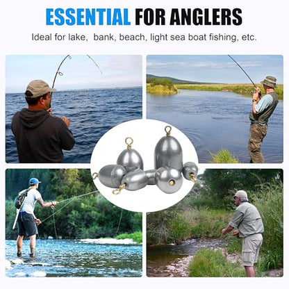 Fishing Weights Sinkers Kit,15pcs Bass Casting Sinkers Weights Bell Sinkers Iron Fishing Weights with Ring Drop Shot for Saltwater Freshwater 1/8oz-1oz - size: 1/8oz-15pcs
