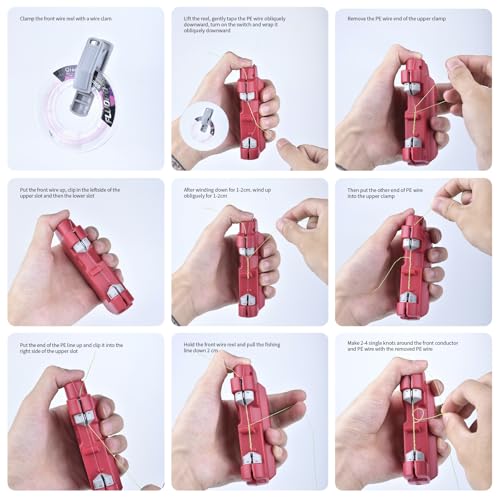 Electric Knot Assist,Fishing Knot Tying Tool, Electric Fishing Knot Tying Tool, Stainless Steel Fishing Hook Tier Fishing Line Knot Tying Tools - color: Red