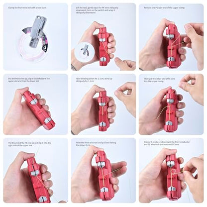 Electric Knot Assist,Fishing Knot Tying Tool, Electric Fishing Knot Tying Tool, Stainless Steel Fishing Hook Tier Fishing Line Knot Tying Tools - color: Red