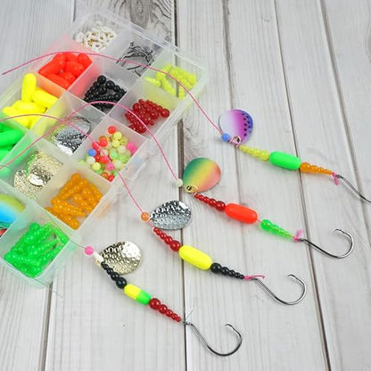 Fishing Lure Making Supplies Kit 210pcs DIY Spinner Making Kit Colorado Blades Hooks Rig Foam Floats Clevis Stack Beads for Walleye Rigs Trolling Rigs Crawler Harness Trout Bass Salmon