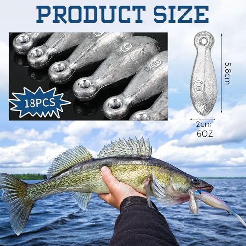 18 Pcs Bank Sinker Fishing Sinkers Weights Bank Weights for Ocean Saltwater Freshwater Surf Bass Catfish Fishing Casting Gear Tackle - size: 6 oz