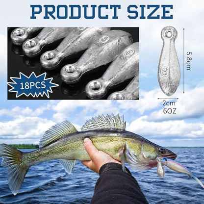 18 Pcs Bank Sinker Fishing Sinkers Weights Bank Weights for Ocean Saltwater Freshwater Surf Bass Catfish Fishing Casting Gear Tackle - size: 6 oz