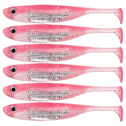 QualyQualy Soft Plastic Swimbait Paddle Tail Shad Lure Soft Bass Shad Bait Minnow Paddle Tail Swim Bait for Bass Trout Walleye Crappie - 2.75in, 3.14in, 3.94in, 5in - color: 6#, size: 2.75in - 6Pcs