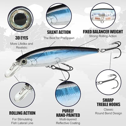 LUCKY CRAFT Pointer 78SP Fishing Lures, 3" Freshwater Bass & Trout Lures, Suspending 4ft-5ft Depth, Jerkbait, Bass Fishing Gear and Accessories, Ghost & Aurora - color: 276 Laser Rainbow Trout