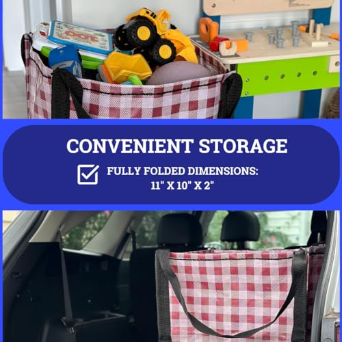 DURASACK Heavy Duty Storage Tote Bag 22-Gallon, Gingham Red, Pack of 4 | Rugged Woven Polypropylene Moving Bag, Reusable Self-Standing Design, Holds up to 500 Pounds - color: Gingham Red, size: Pack of 4