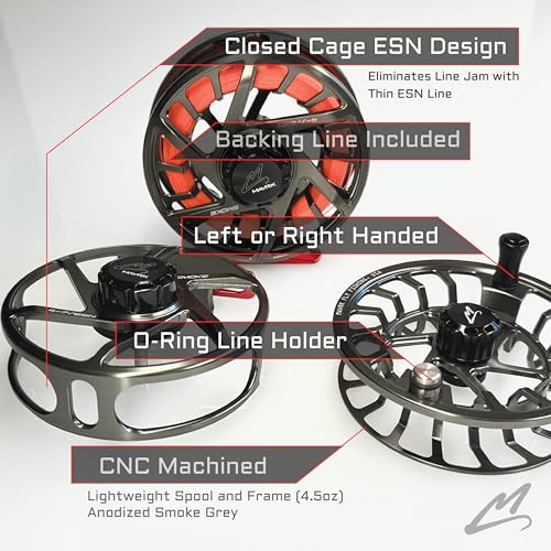 MAVRK USA Fly Fishing Reel | Large Arbor Closed Cage & Micro Reels | Euro Nymph & Floating Line | Ultra Lightweight, High Capacity, CNC Machined, Smooth Drag System - style: Smoke Euro Nymph/Floating 4/7