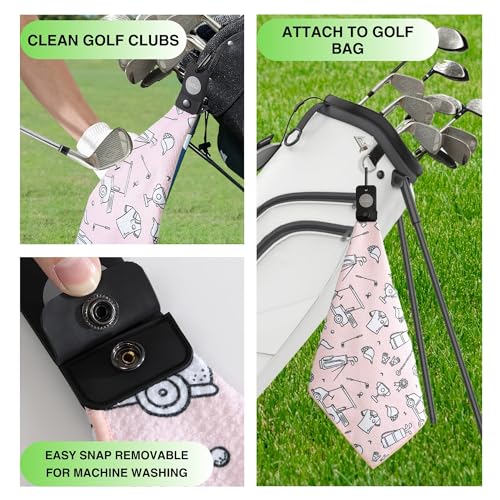 Magnetic Golf Towels for Golf Bags with Clip & Ultra Strong Magnet - Waffle Weave Microfiber Towel for Secure Hold on Bags & Carts - Ideal Club Cleaner & Accessories - Doodle Sketch - color: Doodle Sketch