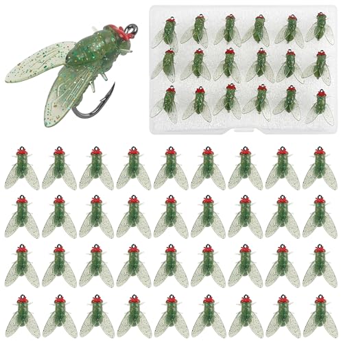 Bionic Fly Fishing Bait, 18/36pcs Fly Fishing Flies Lures Kit Trout Jigs Swimbait Dry Flies Trout Panfish Lures Freshwater Saltwater Flies Fly Fishing Hook Artificial Soft Bait - style: Green-36pcs