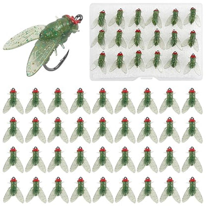Bionic Fly Fishing Bait, 18/36pcs Fly Fishing Flies Lures Kit Trout Jigs Swimbait Dry Flies Trout Panfish Lures Freshwater Saltwater Flies Fly Fishing Hook Artificial Soft Bait - style: Green-36pcs