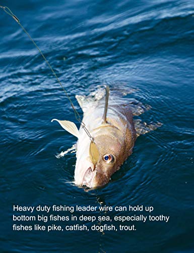 Fishing Leaders Line Steel Leaders Fishing Saltwater 125LB Fishing Leaders with Swivels and Snaps, 19.68in - color: Green