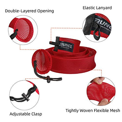 RUNCL Fishing Rod Sleeves & Reel Bags, Spinning/Casting Rod Socks & Spinning/Baitcasting Reel Covers - Protection Solution, Space Saver, Perfect Storage - Fishing Pole Sleeves & Reel Pouch (2 Pack) - color: Spinning Rod Sleeves*2pcs+Reel Bags*2pcs,(Red)