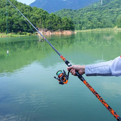 Sougayilang 3 Piece Surf Fishing Rod Combo Medium/Heavy Travel Spinning Rod with 4000/5000 Size Reel Baitfeeder Combo(9'/10'/11'12') - color: orange, size: 11ft-Spinning-3Pc-MH