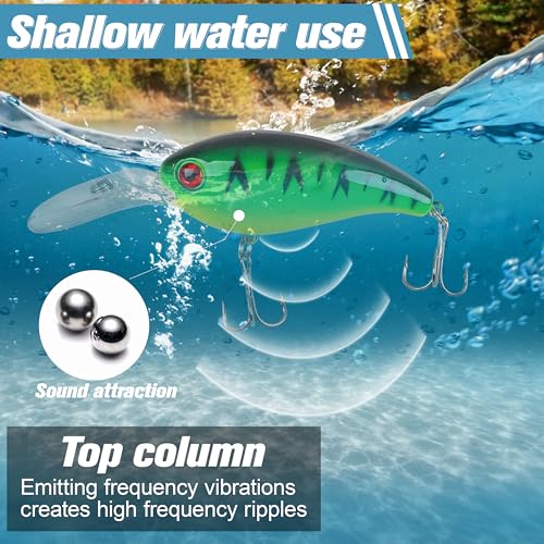 Fishing Lures Kit Crankbait Minnow Jerkbaits Popper Lures Shadllow Deep Diving Swimbaits Pencil Walleye Lures Artificial Hard Fishing Baits for Bass Trout Redfish Saltwater Freshwater - color: Crankbaits-8pcs